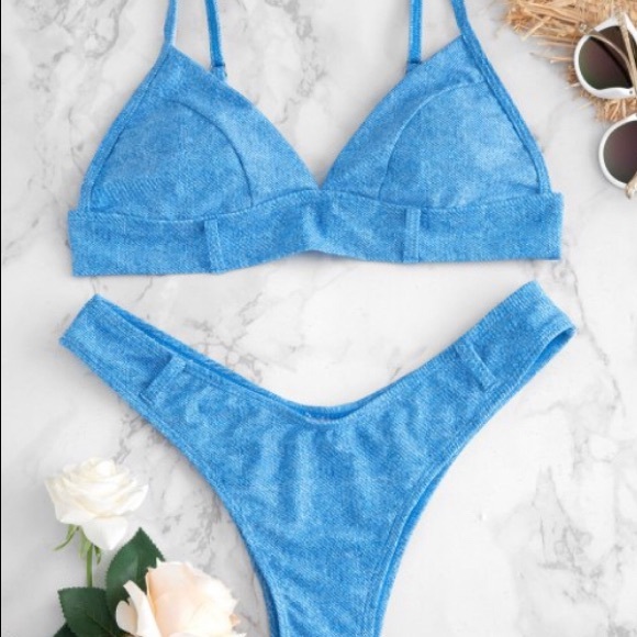 Zaful Other - Zaful NWT faux denim cami bikini set